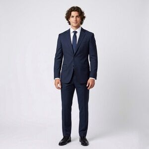 136 Z ZEGNA Men's City Drop 7 Slim Fit Wool 2 Piece Suit, Black, 44R